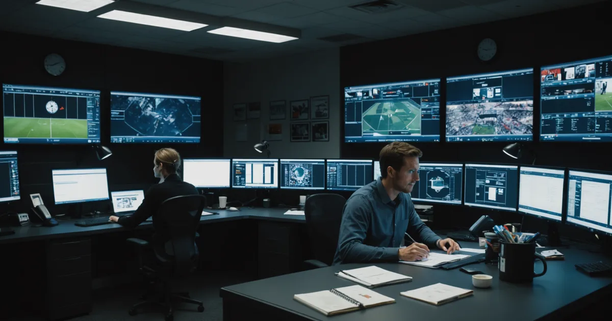 Two editors at a regional sports desk reviewing game coverage