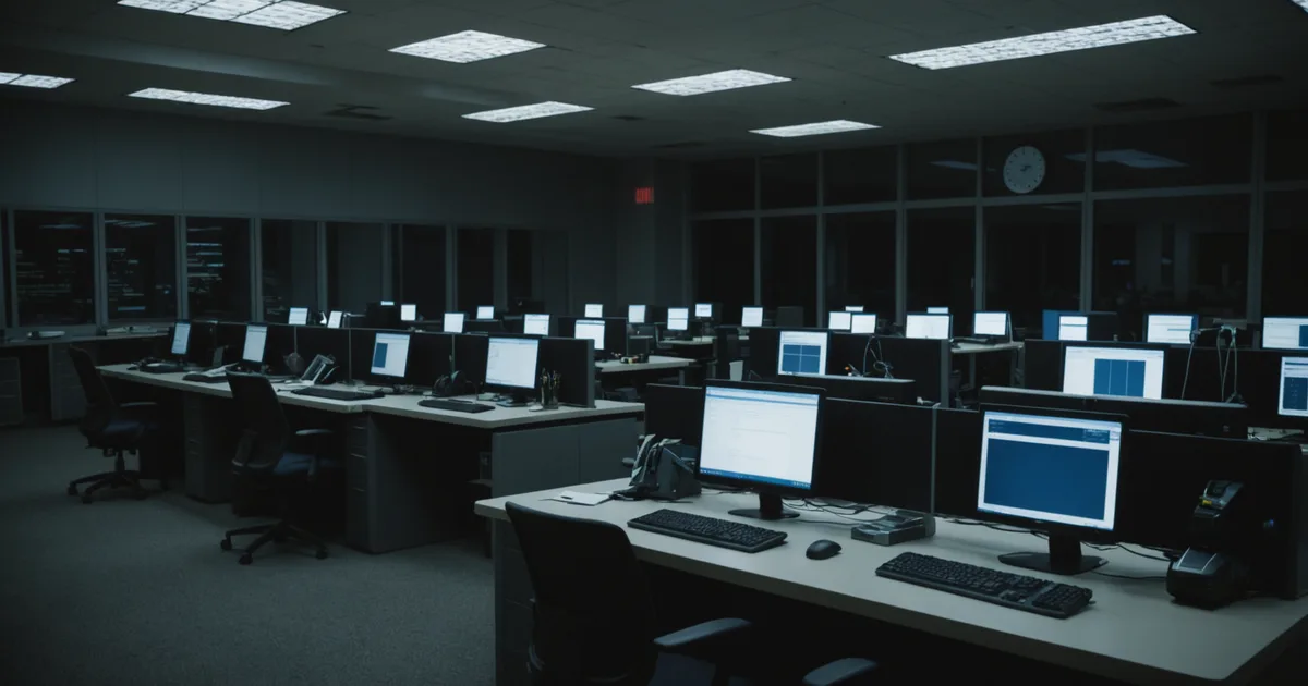 Empty regional newsroom sports desk